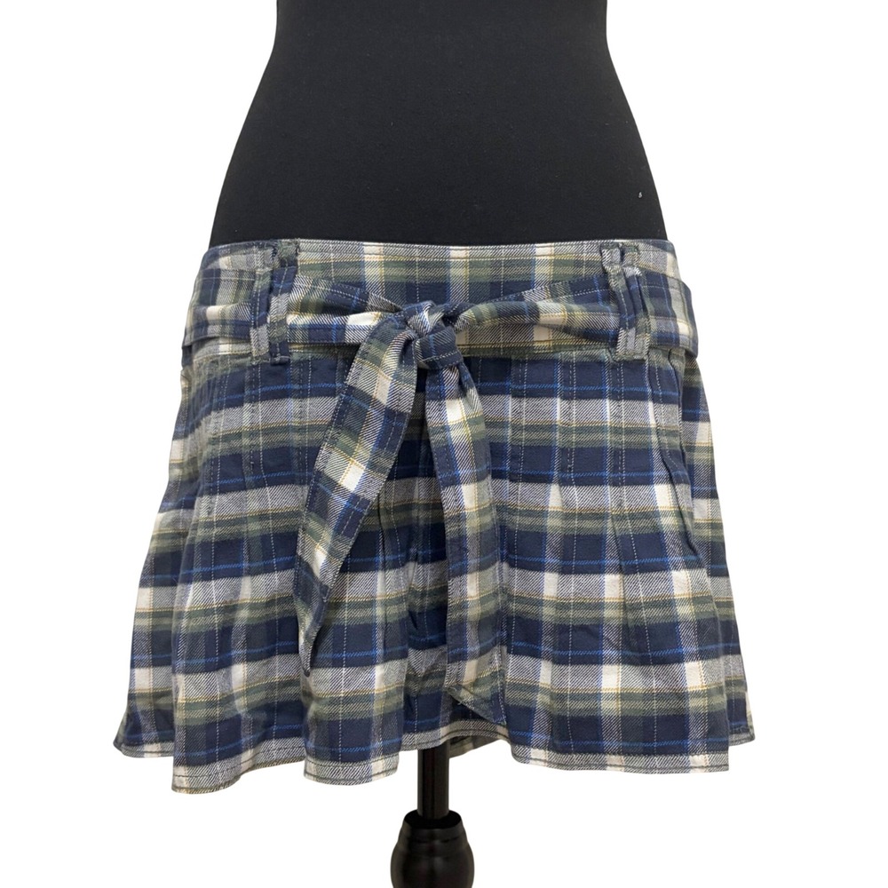 Vintage Abercrombie & Fitch Plaid Micro Mini Skirt Sz‎ 6 Belt 90s Y2K Schoolgirl